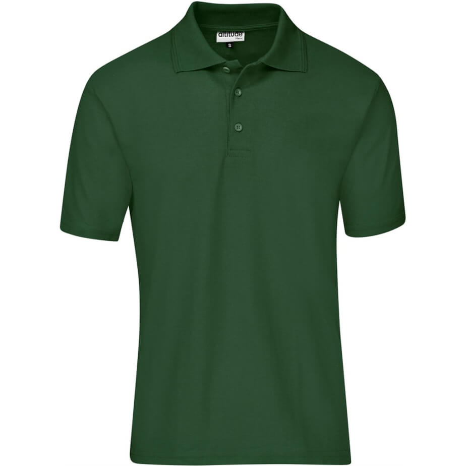 Mens Basic Pique Golf Shirt Dark Green Front